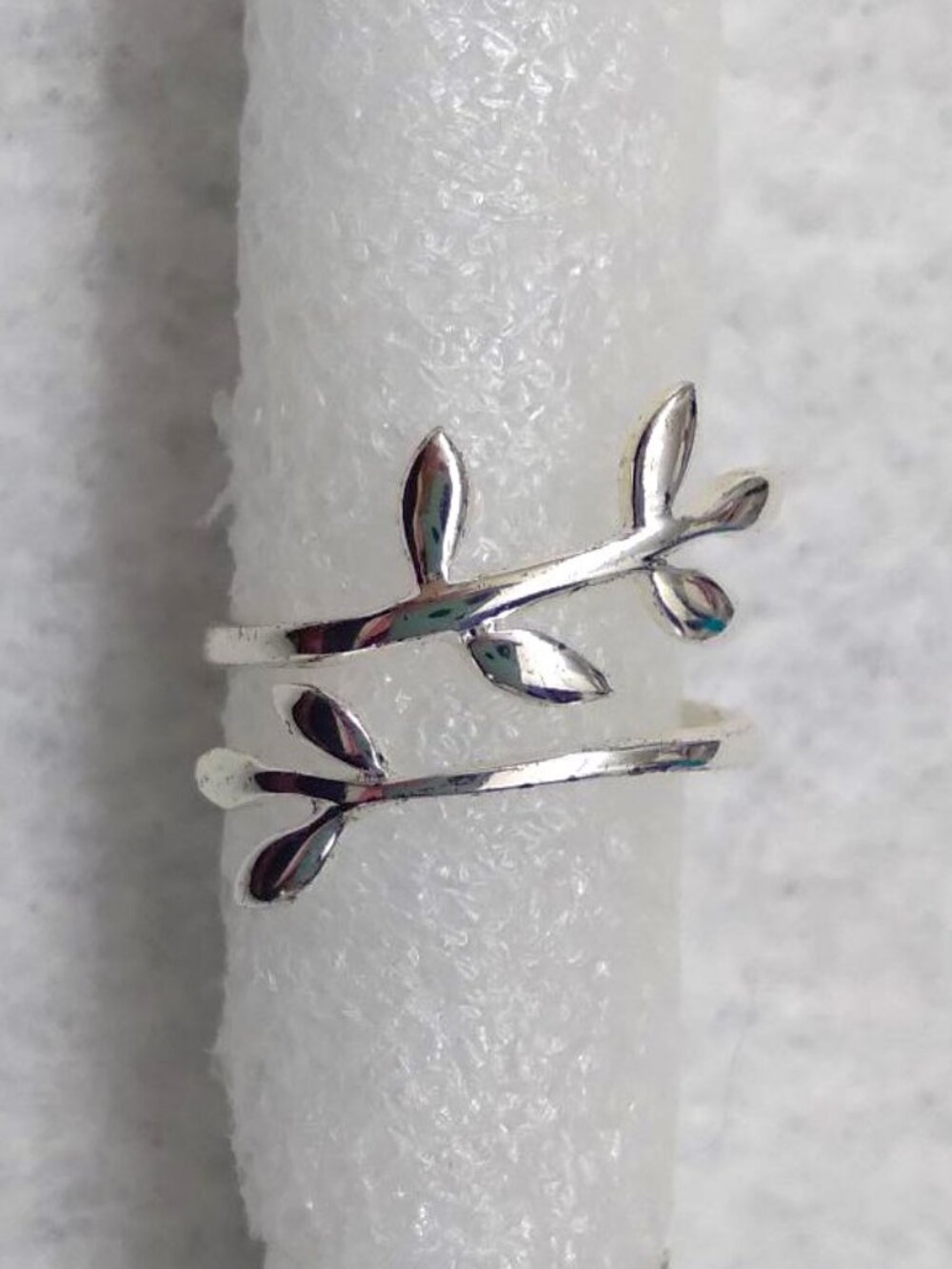 New Sterling Silver Leaf Ring - Size 8 Adjustable